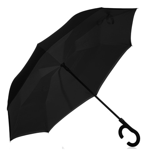 Paraguas automático invertido reforzado de gran tamaño, color negro