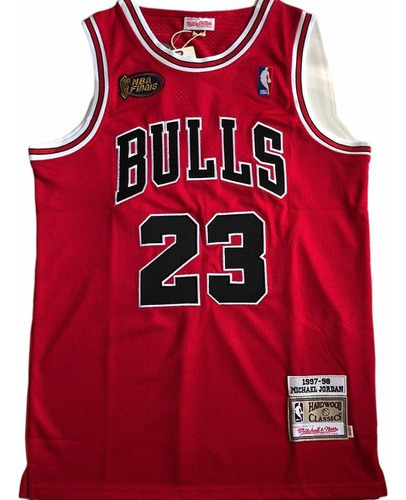 Finals Bulls 23# Michael J Camisa De Basquete Retrô Vermelha