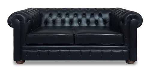 Sofá Cuero Modelo Chesterfield 2 Cuerpos Poliflex