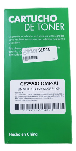 Toner Compatible Con Hp Laserjet P3015d 3015dn 3015x Ce255x