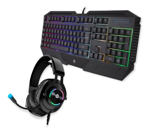 Combo Auriculares Gamer Hp H360 + Teclado Español Luces Led 