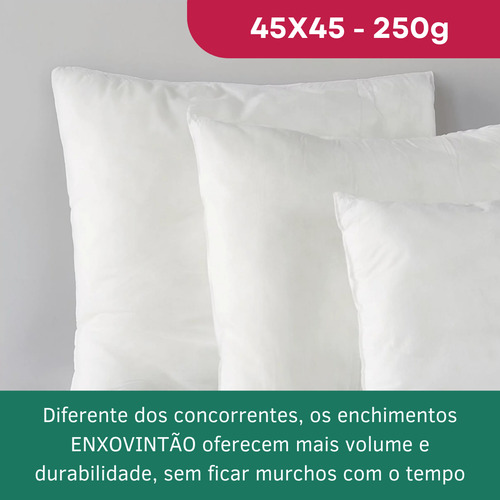 Kit 2 Enchimento Almofada 45x45 Fibra Siliconada Macia Antialérgica Antimofo Macio E Confortável