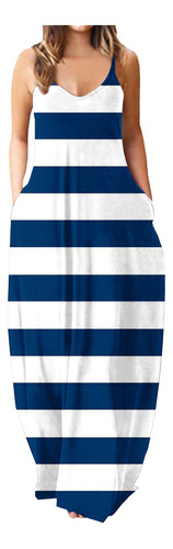 O Vestido Largo De Verano Casual Con Cuello En V Para Mujer,