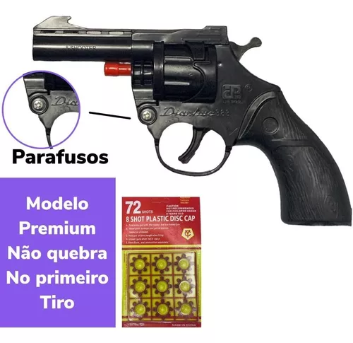 Pistola Cap Gun Arminha Brinquedo Prata Espoleta Plástico - Desconto no  Preço