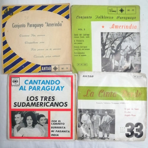 Conjunto Amerindia Folklore Musica Paraguay Discos Vinilo 7 