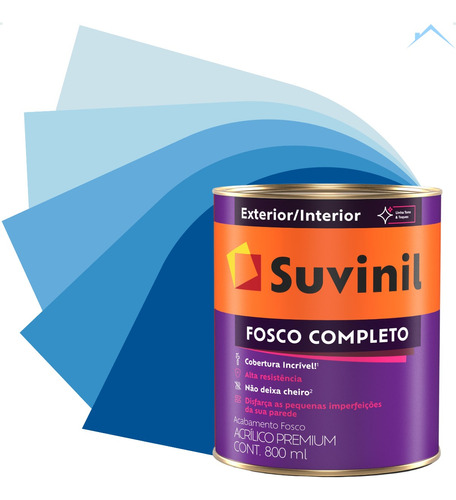 Tinta De Parede Suvinil Fosco Completo Tons Do Azul 800ml