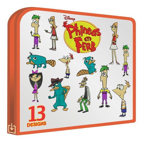 Phineas Y Ferb Set De 13 Matrices Bordadoras Bordar Ropa