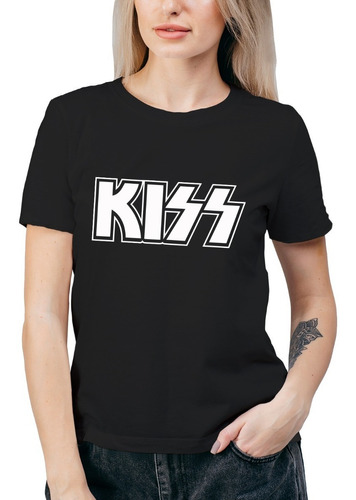 Polera Mujer Kiss Logo Rock 100% Algodón Orgánico Mus11