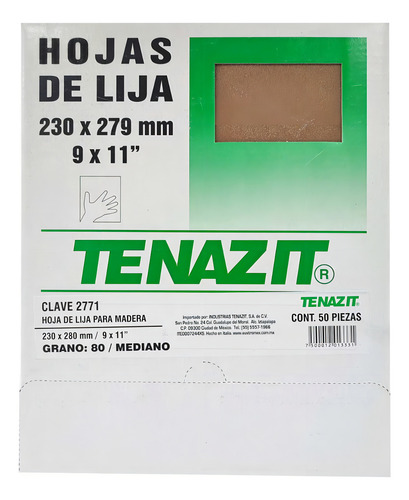 Hojas Lija Para Madera Manual Tenazit 2771 50pzs Grano 80