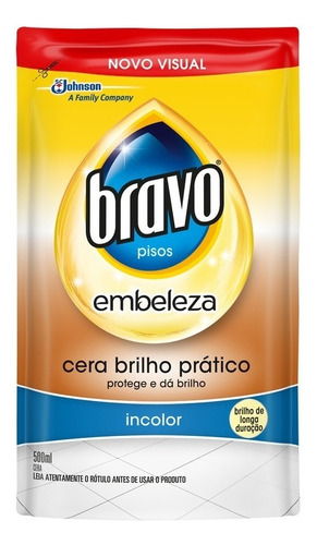 Cera Líquida Incolor Classic Brilho Natural Sachê 500ml Bravo