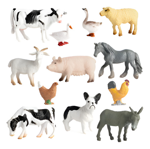 Kit Com 10 Miniaturas Animais De Brinquedo Zoo Fazenda
