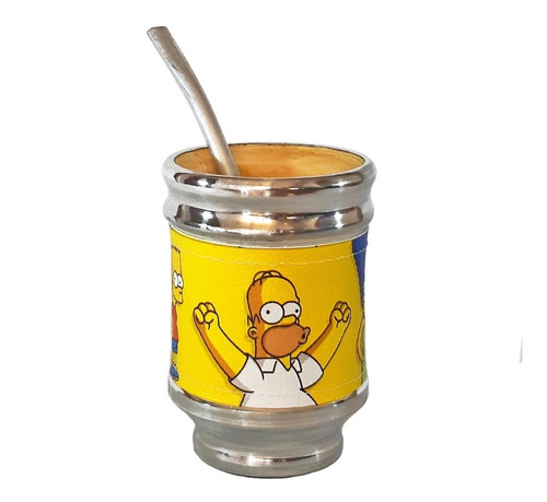 Imagen 3 de 7 de Kit Matero Neceser Los Simpsons Termo Azucarera Mate Madera