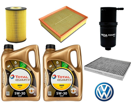 Kit Filtros Vw Amarok 2.0 Td + Aceite Total 9000 Nfc 5w30 8l