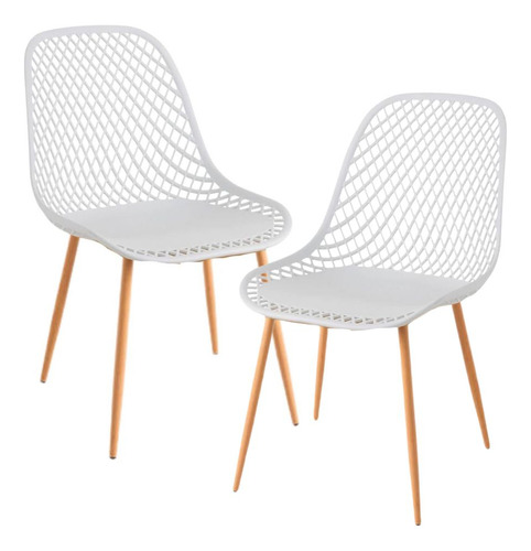 Pack 2 Sillas Terraza Cafeteria Metal Polipropileno