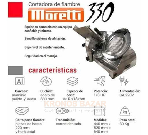 Imagen 2 de 5 de Cortadora De Fiambres Moretti 330 Unidad Exhibida De Outlet Impecable Garantia Envios A Todo El País - Kronos