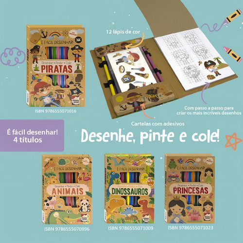 É Fácil Desenhar! Piratas, de Brijbasi Art Press. Editorial Happy Books em português, 2022