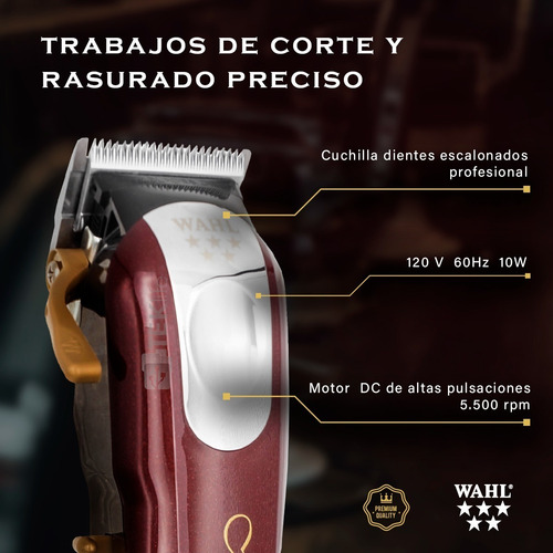 Cortadora de pelo Wahl Professional 5 Star Cordless Magic Clip 8148 plateada y roja 120V