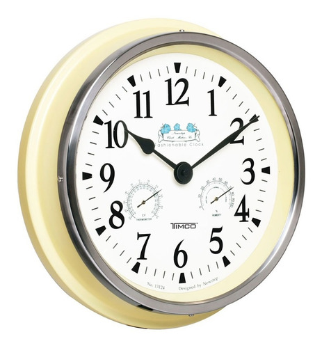 Reloj De Pared Medidor Temperatura Y Humedad 35.5 Cm Hyw124a Color de la estructura Amarillo