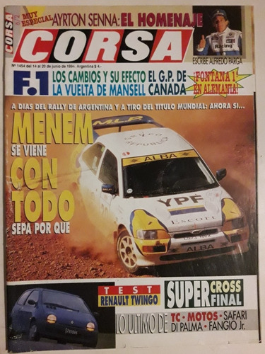 Revista Corsa N° 1454 Junio 1994 Formula 1 Rally Tc2000