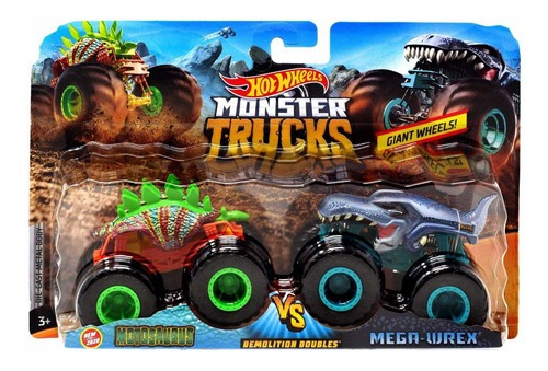 Carro Hot Wheels Monster Trucks Motosaurus Vs Mega Wrex Color Verde