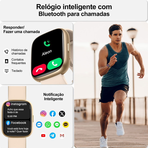 Relógio inteligente Mertto Smartwatch Alexa Bluetooth Call 1,83 polegadas Idw26 pulseira de malha magnética cor dourada Ip68