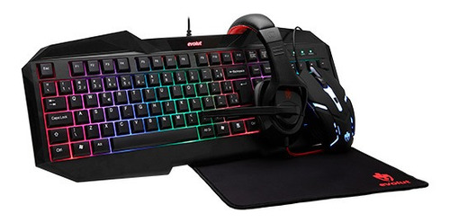 Kit Evolut Gamer Eg50 Teclado Mouse Headset Mousepad 