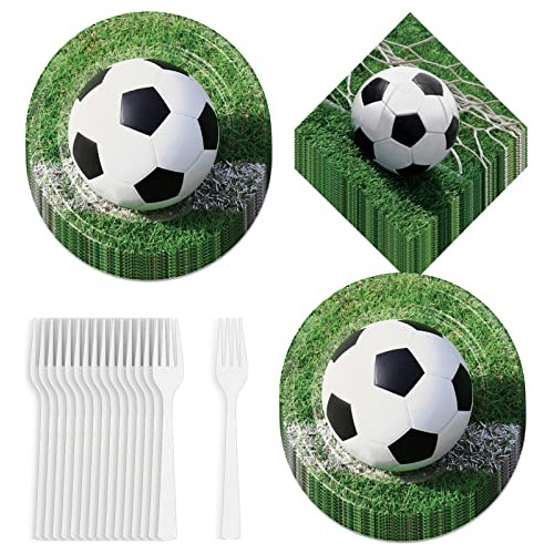 Soccer Party Supplies - Soccer Ball Paper Dinner Plates, Lun