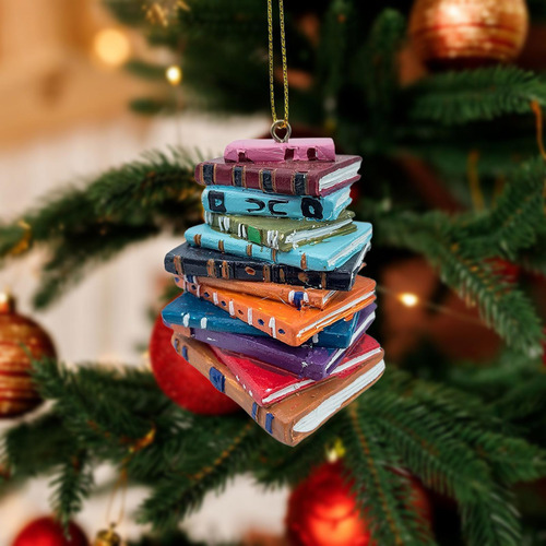 2 Pila De Libros De Lectura, Adorno Navideño, Adornos Para