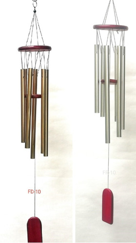 Feng Shui Wind Chime Colgante 6 Tubos Cobre Y Plata 