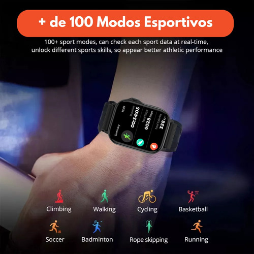 Smartwatch Strava Com Gps Tela Fhd 2,13 Amoled Preto Mesh Silicon Preto Preto