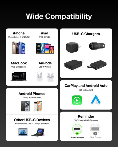 Cable Usb C A Usb C De 2 M Belkin Boostcharge 240 W Para Iph