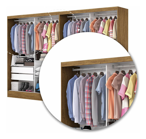 Closet Casal Duplo Belém 4 Portas Plus 4 Gavetas Carioca Móv Cor Cinamomo