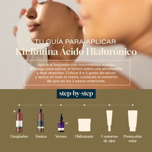 Imagen 4 de 7 de Kit Piel Acido Hialuronico Con Gel Limpieza + Tonico + Serum