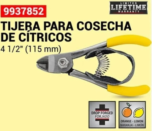 Imagen 3 de 3 de Tijera Para Cosecha De Cítricos Crossmaster 9937852 Color Amarillo