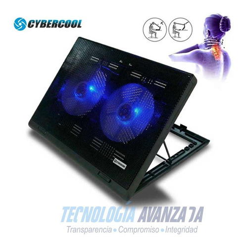 Cooler Para Laptop 2 Ventiladores Led Y 5 Niveles Cybercool