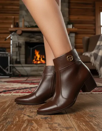 Bota Feminina Couro Pegada 280512 Cano Curto Salto Bloco Bota Feminina Couro Pegada 280512 Cano Curto Salto Bloco