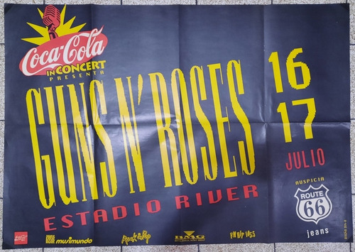 Guns N' Roses Afiche Generacion X Cierre Gira 1993 Argentina