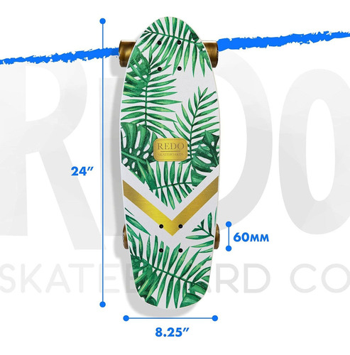 Redo Skateboard 24 X 7  Shorty Green Palm Cruiser Monopatin