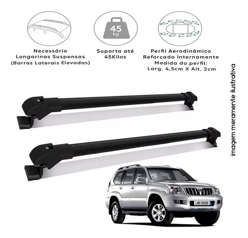 Rack Teto Travessa Land Cruiser Prado 2009 Slim Preta 