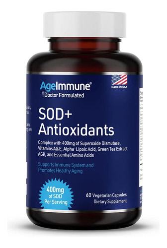 Sod Superóxido Dismutasa 400 Mg Antioxidante Hecho En Usa Sabor S/n