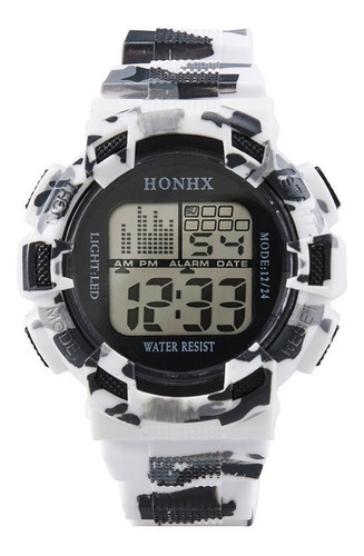 Reloj Militar Shock Hombre Hx Resistencia Agua 3atm B221 Bisel Camuflaje Blanco