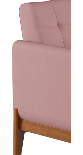 Poltrona Com Base De Madeira Brooks Linho Rosê