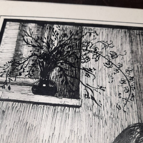 Imagem 5 de 6 de Pintura Desenho Bico De Pena Nanquim Datado 1952 Antigo
