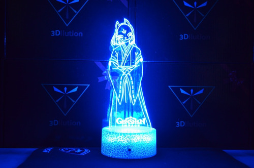 Lampara Mesa 3d Miko Kizari Genshin Impact Base Agrietada