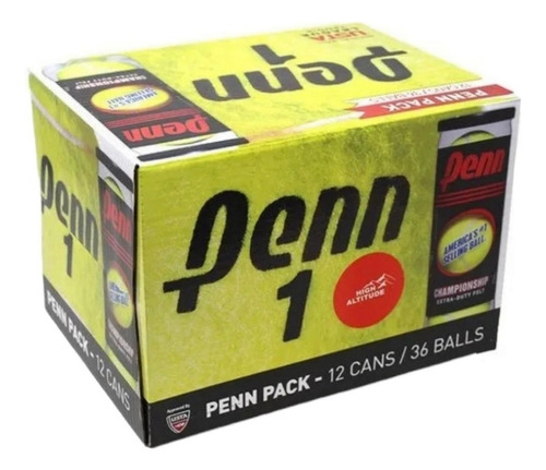 Caja De 12 Tubos De Pelotas De Tenis Penn (36 Pelotas)