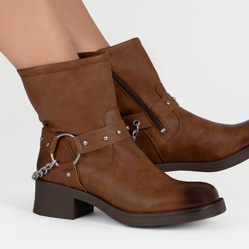 Bota Casual Herrajes Piso Comodo Moda Para Mujer Botines