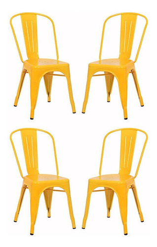 Set X4 Sillas Tolix - Desillas Cantidad De Sillas Por Set 4 Color De La Estructura De La Silla Amarillo