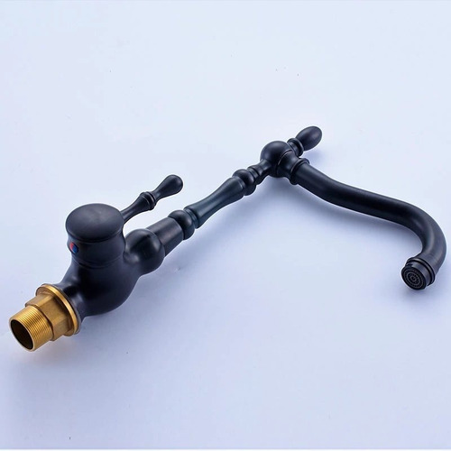 Llave Grifo Mezcladora Monomando Lavamanos Negro Bronce Acabado Aceitado Color Negro Oil