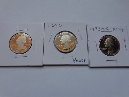 Usa Colección 3 Quarters Dollar S Proof, Años 1973-1989-2012 (Usado)