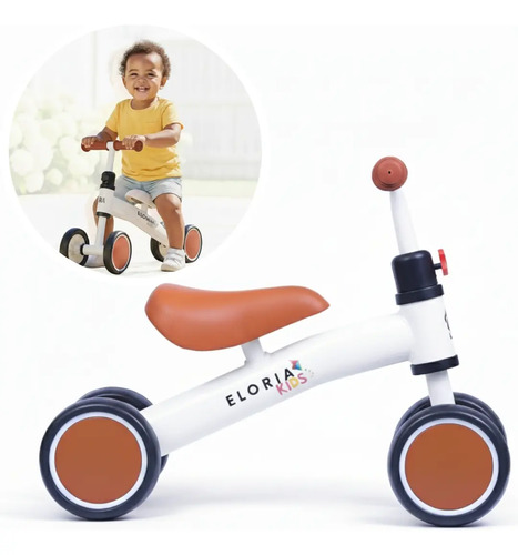 Bicicleta de Equilíbrio Infantil ELORIA Sem Pedal 1 Ano Aço Carbono Branca